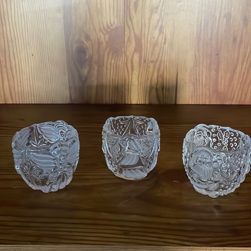 Trio of Christmas candle holders- Santa, Tree and Angel